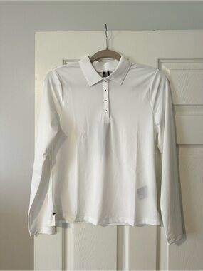 NWT Sun Day Red Women's White Long Sleeve Golf Polo PQ